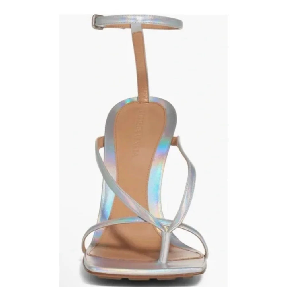 New Bottega Veneta Stretch Square Toe Sandals in Moon Drop 37/7